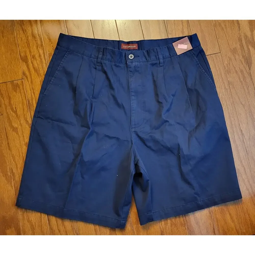 NWT Sears Covington Pleated Men Shorts Size 36 (Actual 32W) Blue Regular Fit